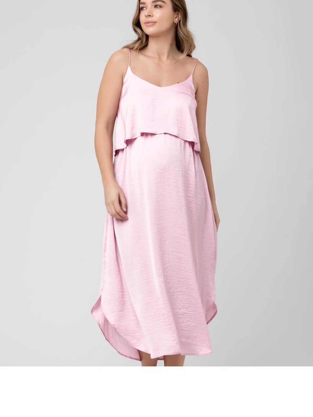 Ripe Nursing and Maternity Midi Dress in Dark Pink XS